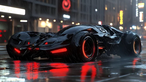 Sleek Futuristic Car with Neon Lights