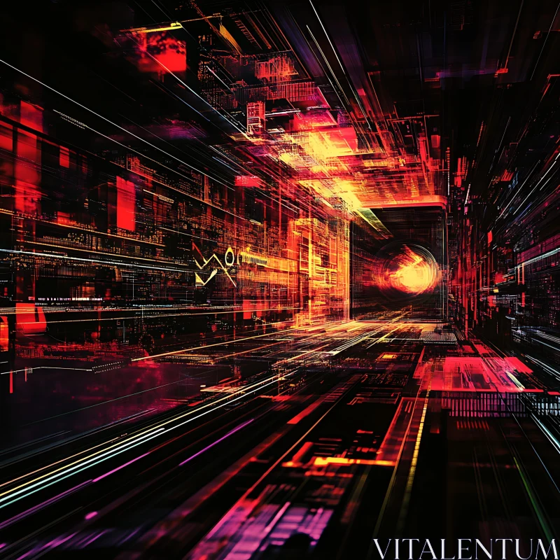 Cyber Cityscape Digital Artwork AI Image