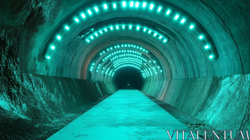 AI ART Illuminated Green Tunnel