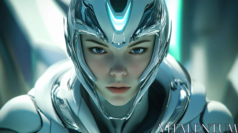 AI ART Close-Up of Futuristic Cyborg Woman