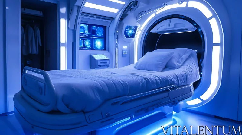 High-Tech Medical Bed Surrounded by Modern Equipment AI Image