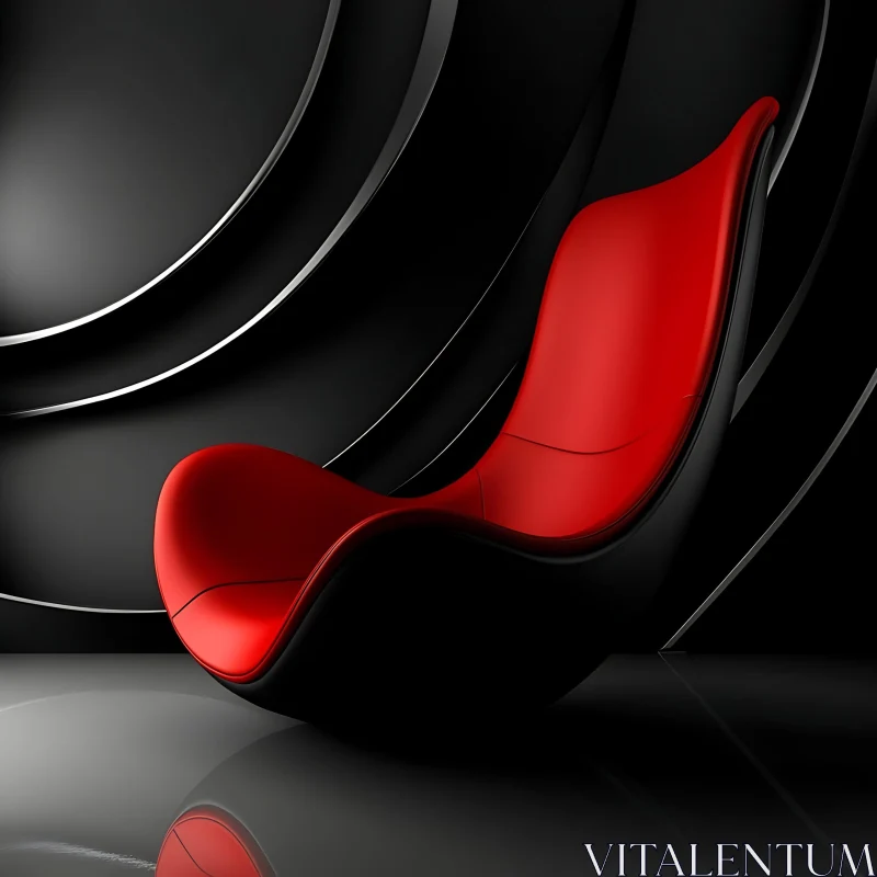 Stylish Red and Black Chair Design AI Image