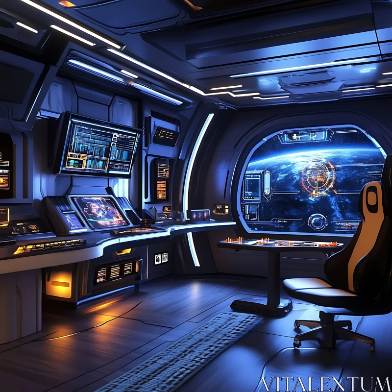 Modern Spacecraft Interior with High-Tech Consoles
