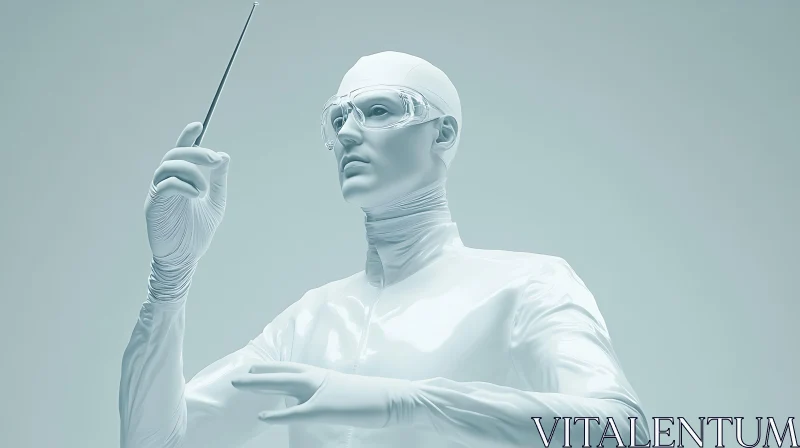 Futuristic Cyborg with Protective Glasses