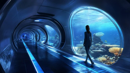 Aquatic Tunnel with Vibrant Marine Life