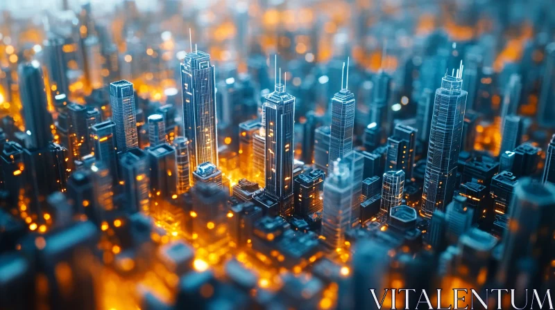 Nighttime Urban Skyline with Illuminated Buildings
