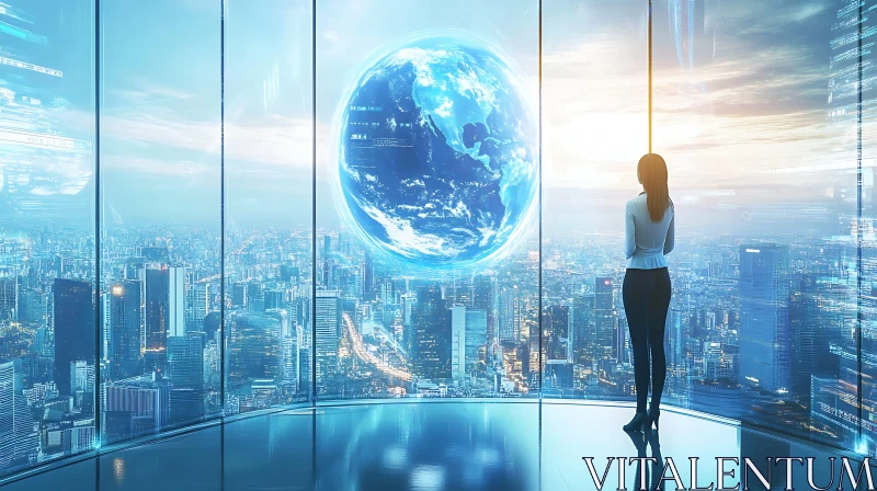 Tech City Vision with Floating Planet