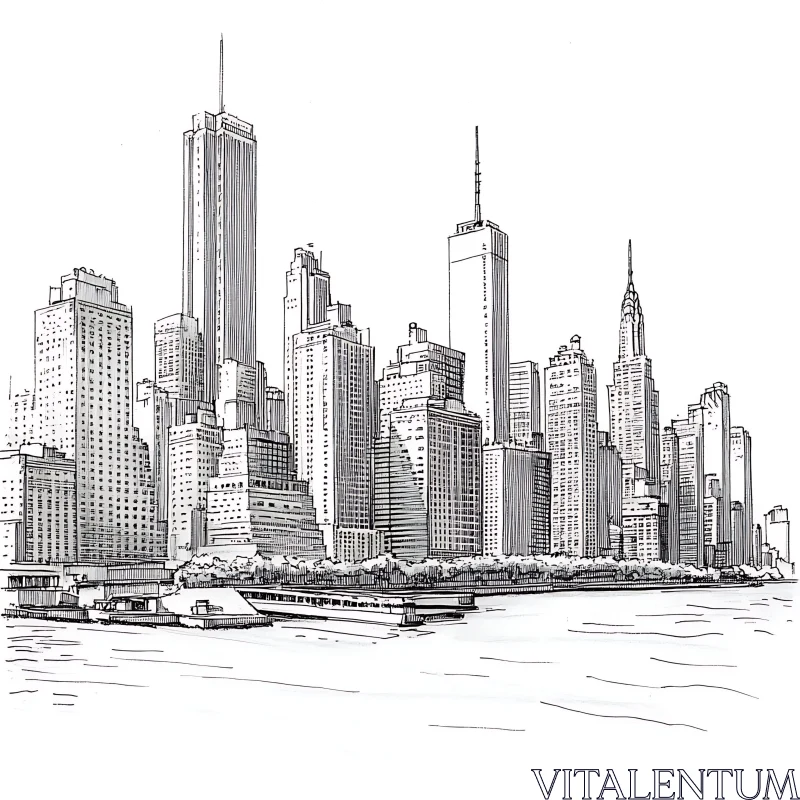 Intricate Urban Cityscape Drawing