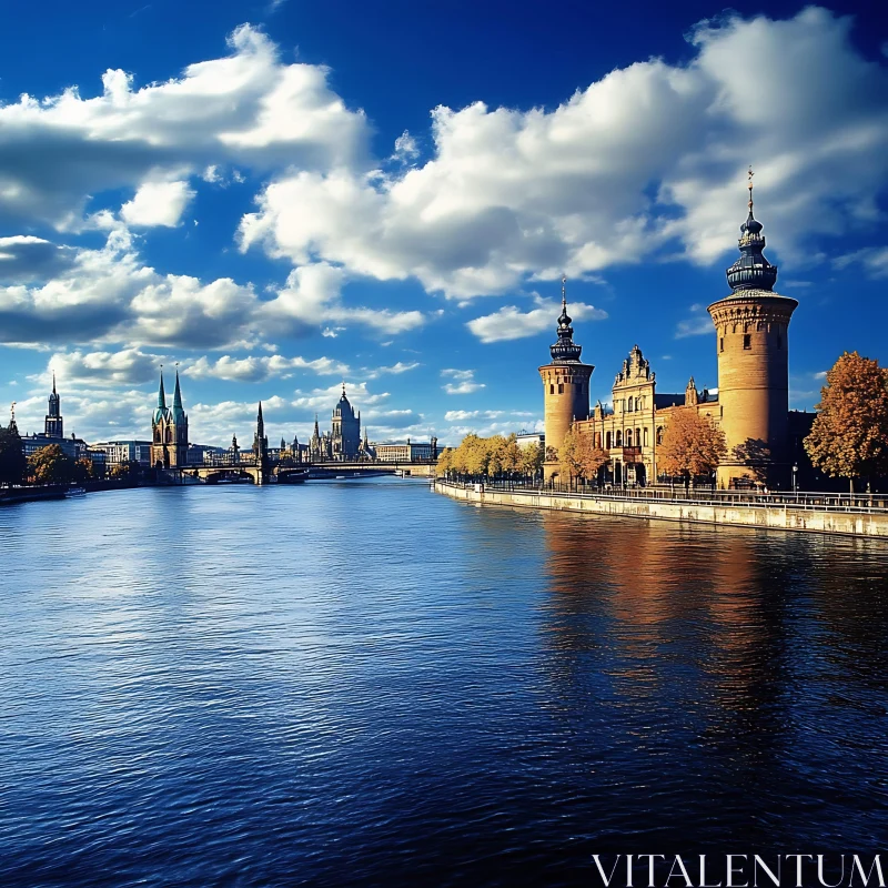 AI ART Autumn Cityscape with Historic Buildings