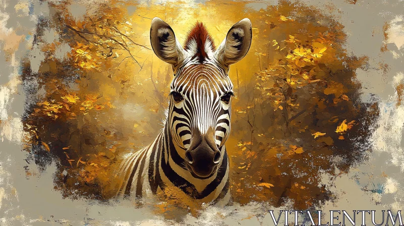 Zebra Amidst Golden Foliage