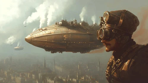 Goggles and Airships Steampunk Art