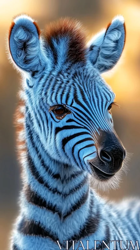 AI ART Young Zebra Close-up