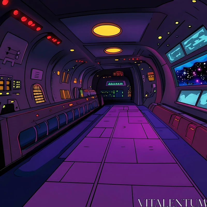 High-Tech Spaceship Corridor AI Image