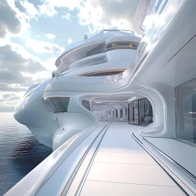 Modern White Yacht with Curved Design