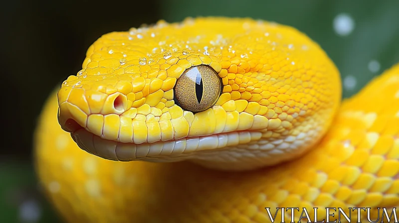 AI ART Macro Shot of a Stunning Yellow Reptile