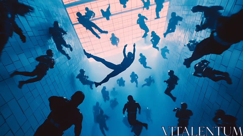 Dreamlike Underwater World of Floating Figures AI Image