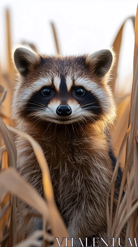 Playful Raccoon in Natural Habitat AI Image