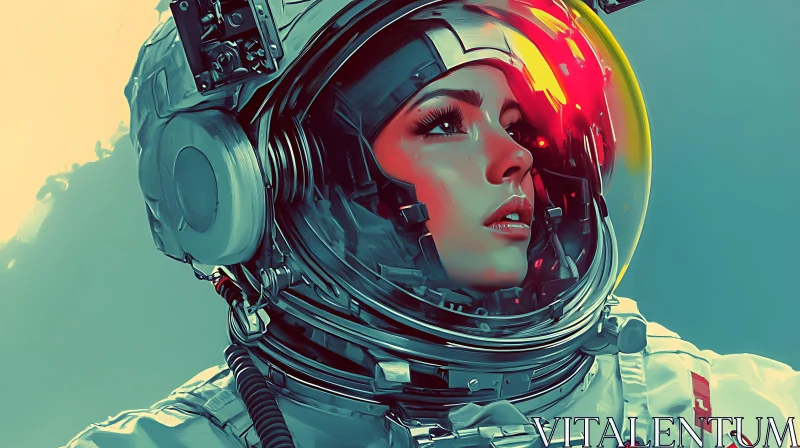 AI ART Female Astronaut Gazing into the Distance