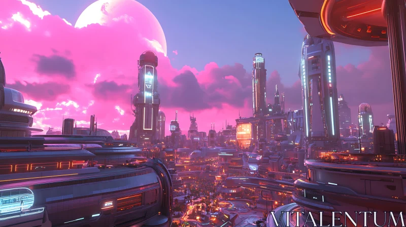 AI ART Sci-Fi City with Vibrant Neon Lights