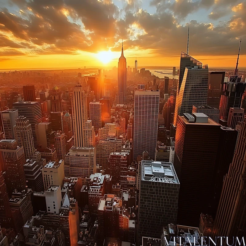 Golden Hour in NYC Skyline AI Image