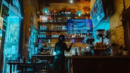 Cyberpunk Inspired Cafe Interior