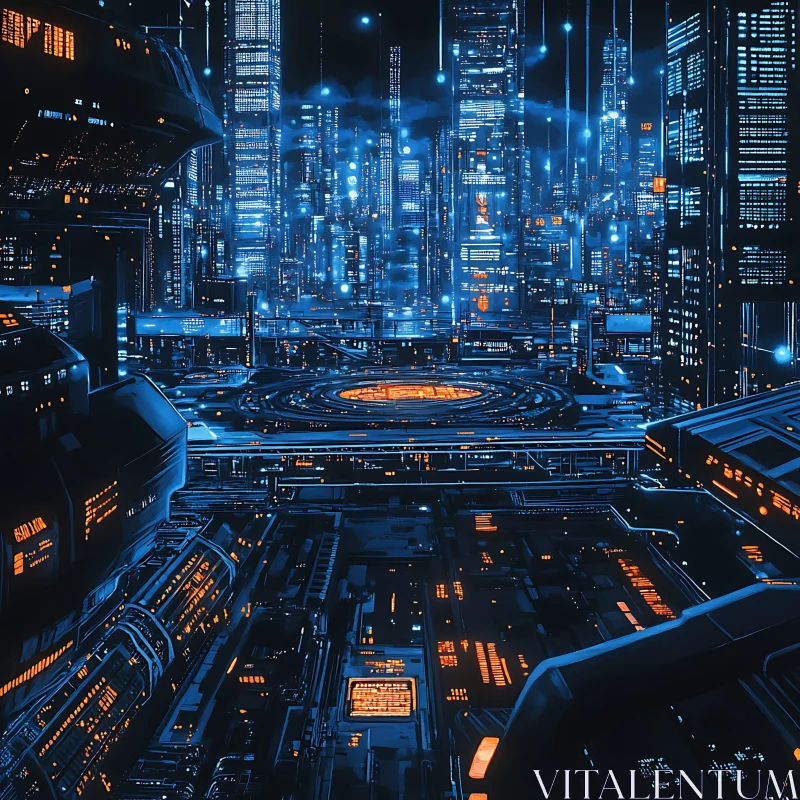 AI ART Cyberpunk Metropolis Night View