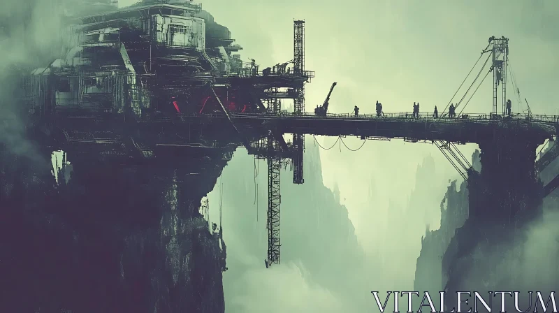 AI ART Eerie Industrial Structure in Post-Apocalyptic Landscape