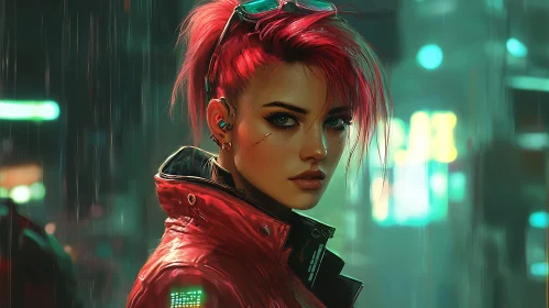 Futuristic Female Character in Urban Environment