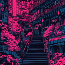 Surreal Neon Urban Scene