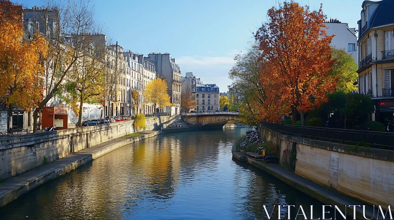 AI ART Autumn Cityscape by the Canal