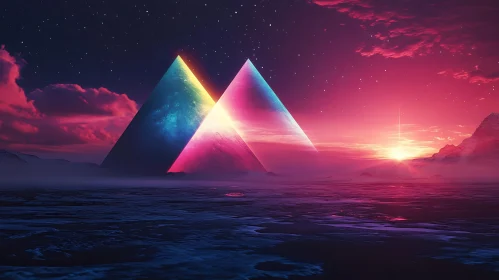 Twilight Pyramids in a Surreal Ocean