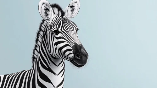 Zebra Portrait with Blue Backdrop