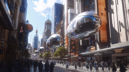 High-Tech Metropolis with Floating Transport