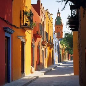 Vibrant Street of Historic Buildings