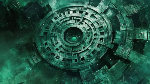 Futuristic Green Circular Structure