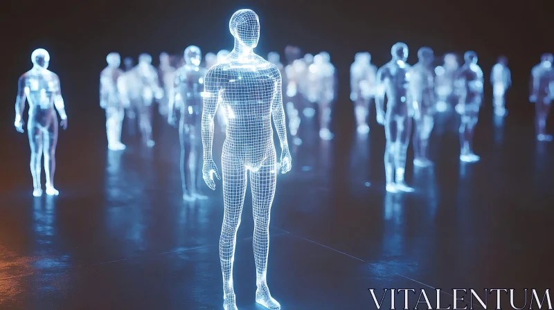 Digital Holographic Human Figures AI Image