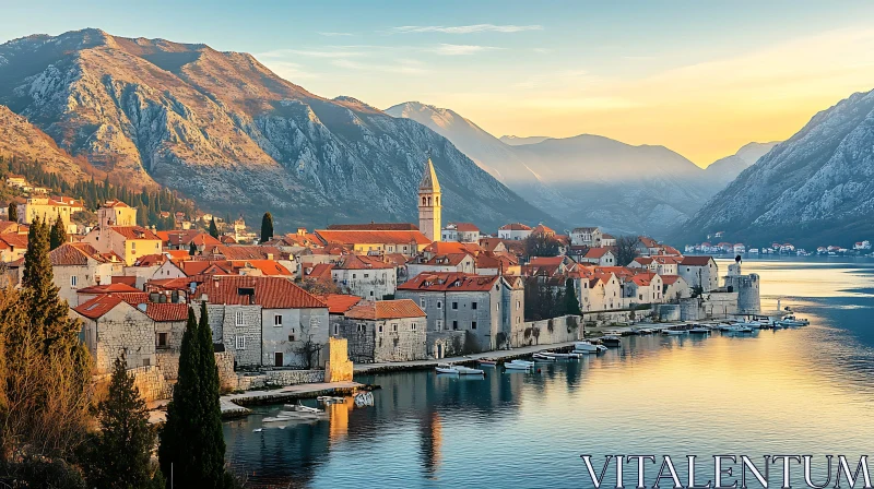 AI ART Picturesque Seaside Village at Dawn