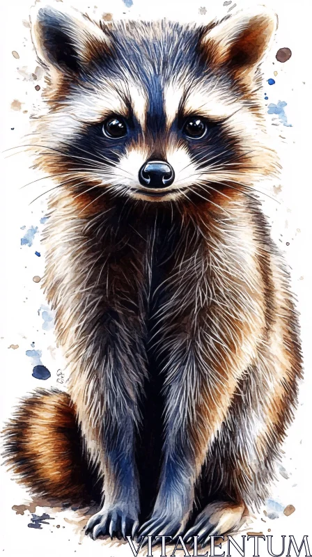 Watercolor Portrait of a Raccoon AI Image