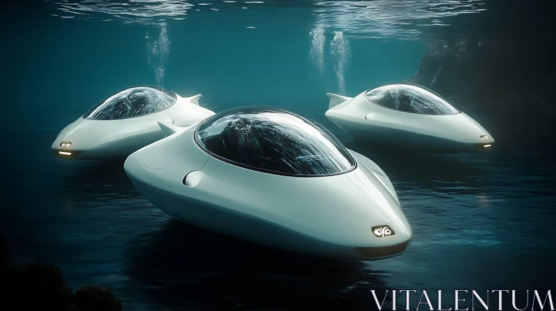 Sleek Futuristic Underwater Vessels AI Image