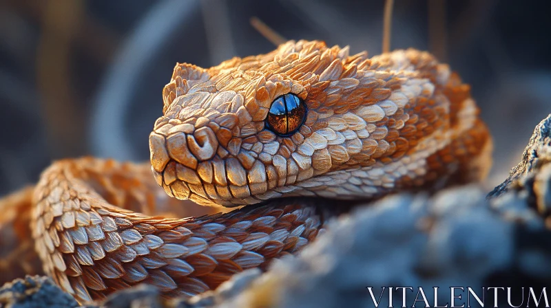 Horned Viper Snake Portrait AI Image