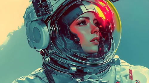 Female Astronaut Gazing into the Distance