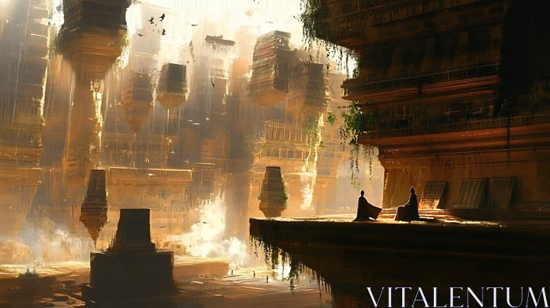 Futuristic Ancient Metropolis with Mystical Elements AI Image