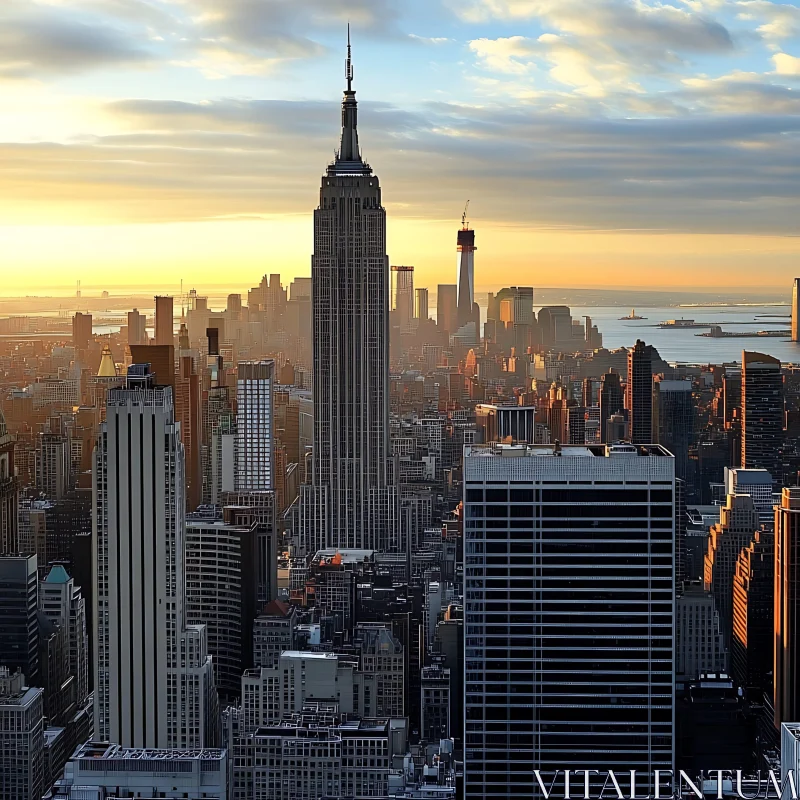 Golden Hour Cityscape With Skyscrapers AI Image