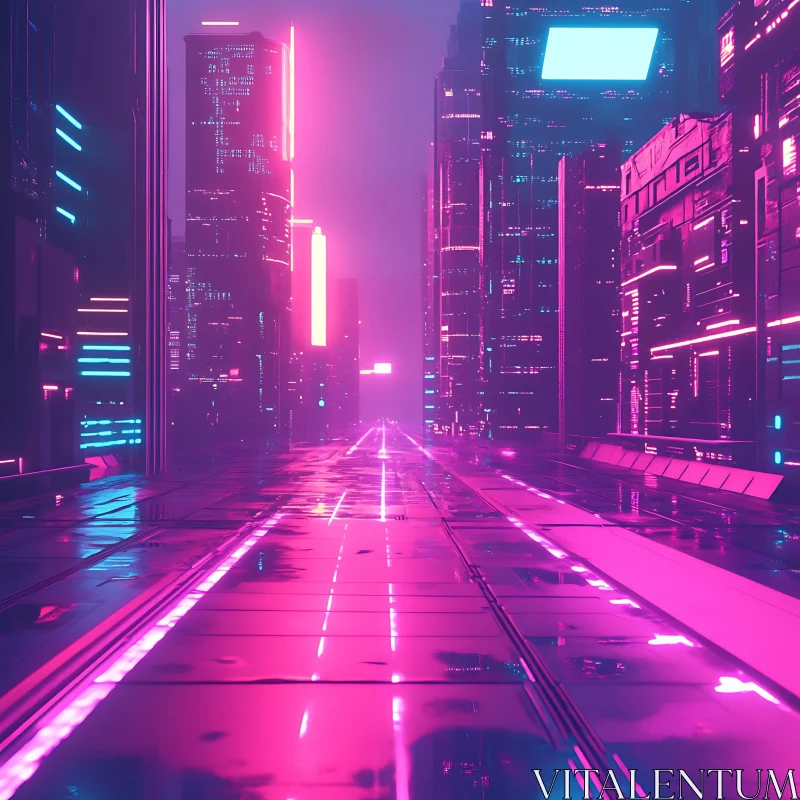 AI ART Cyberpunk Urban Scene with Neon Lights