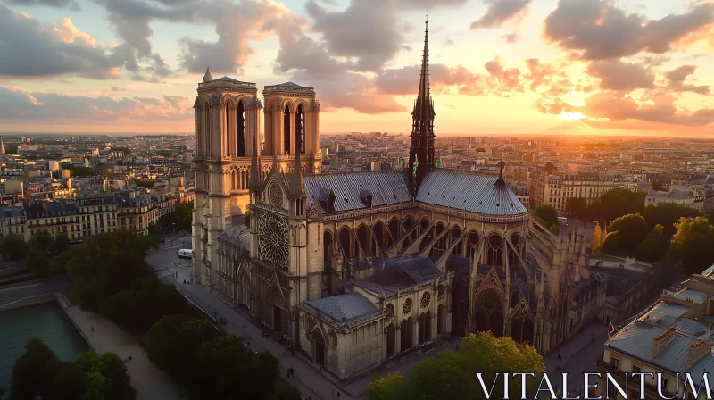 Gothic Cathedral Illuminated by Sunset AI Image