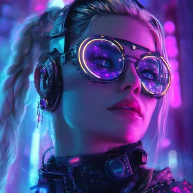 Neon-Lit Futuristic Woman