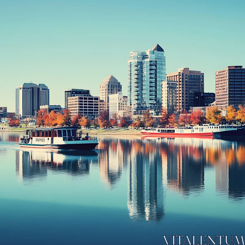 Urban Tranquility by the River AI Image