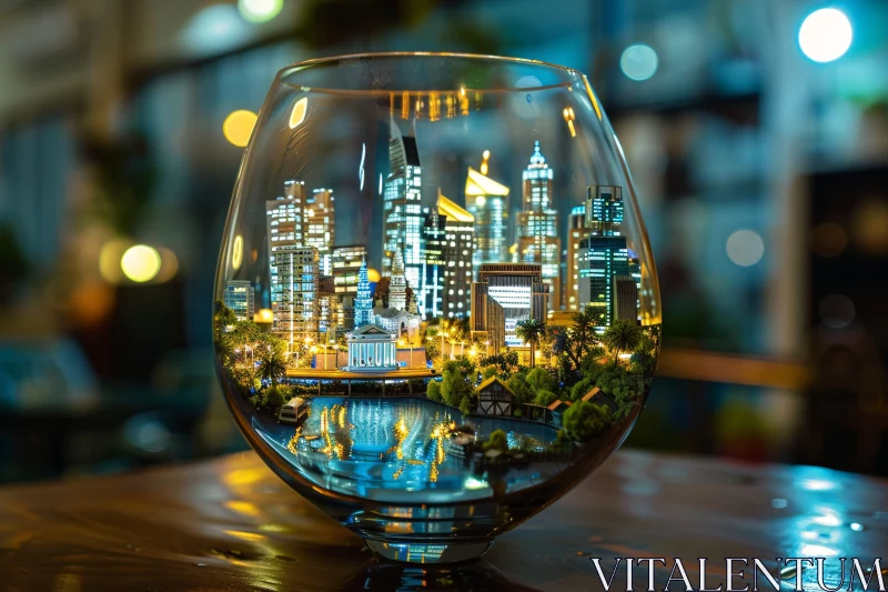 Intricate Miniature City in Glass AI Image