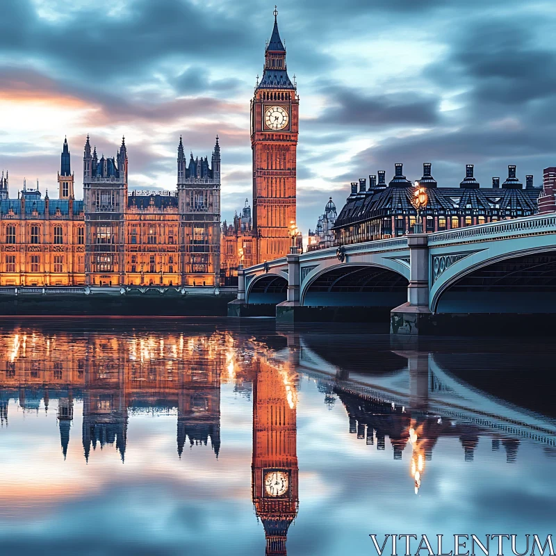 AI ART Iconic London Landmark: Big Ben's Majestic Reflection