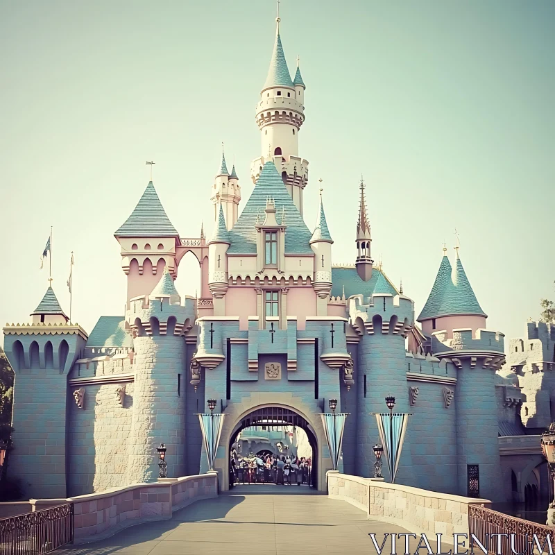 Fairy Tale Castle with Pastel Colors AI Image